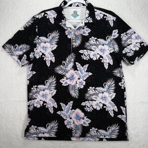 Chubbies Mens Performance Polo Shirt Small Charcoal Floral Flamingo Tropical S